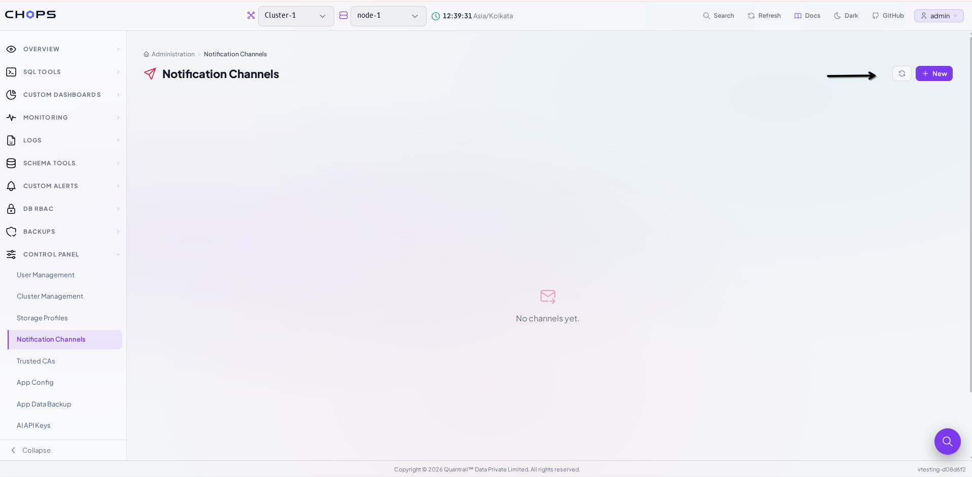 Notification Channels Empty Page