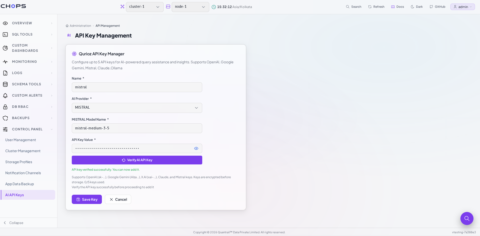 Qurioz API key verification