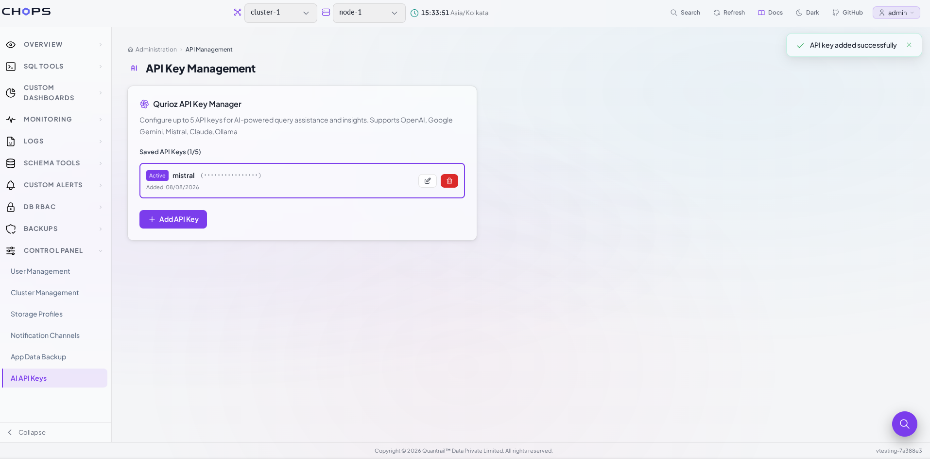 Qurioz Saved API Keys