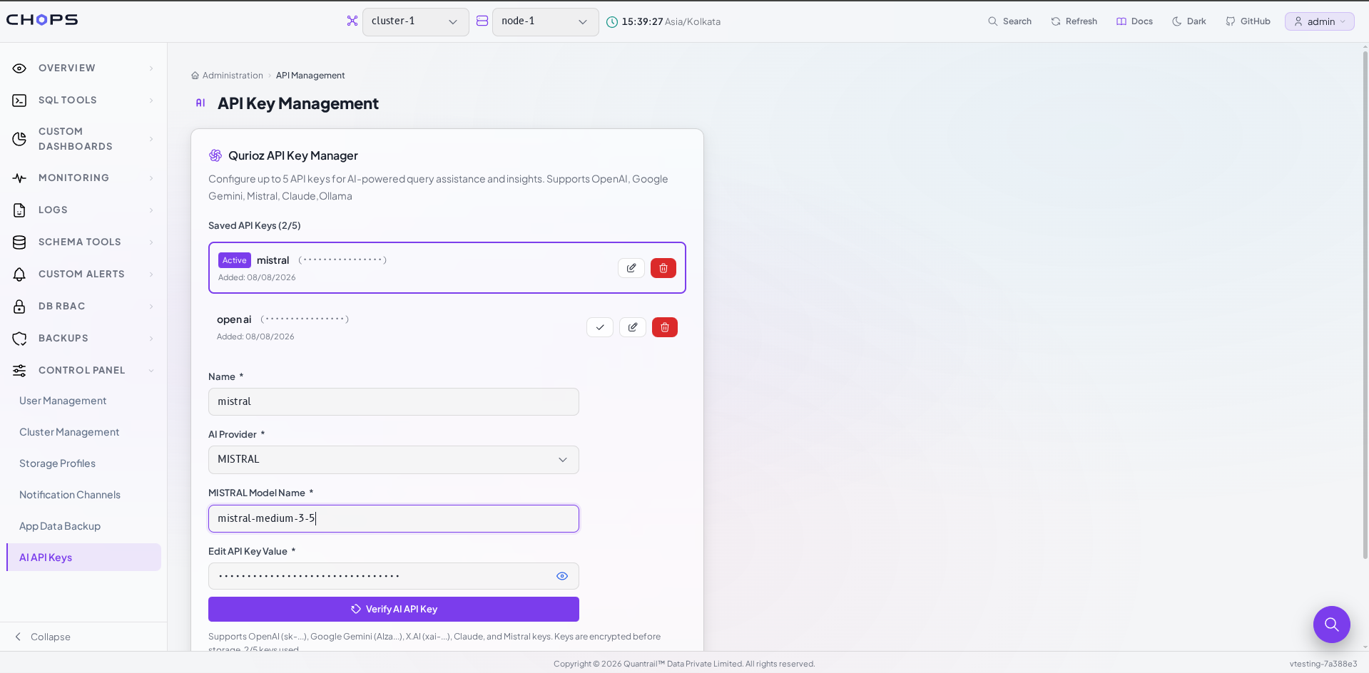 Edit API key