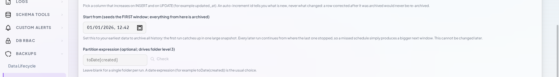 Starting Point and File partitioning